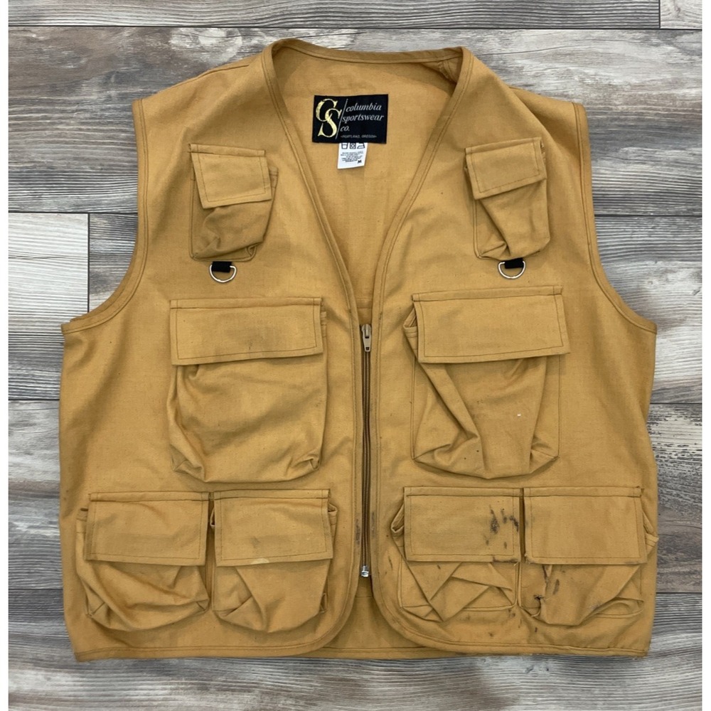 Vintage Columbia Sportswear Co. Portland Oregon Fly Fishing Vest Size Medium 60s